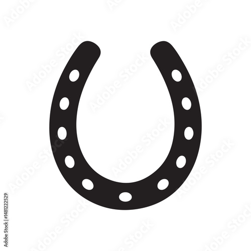 Lucky horseshoe vector illustration, a metal symbol of good luck and fortune, isolated in black