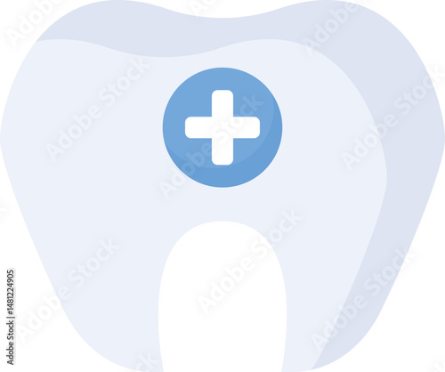 colorful tooth illustration with cross symbol, healthcare icon design