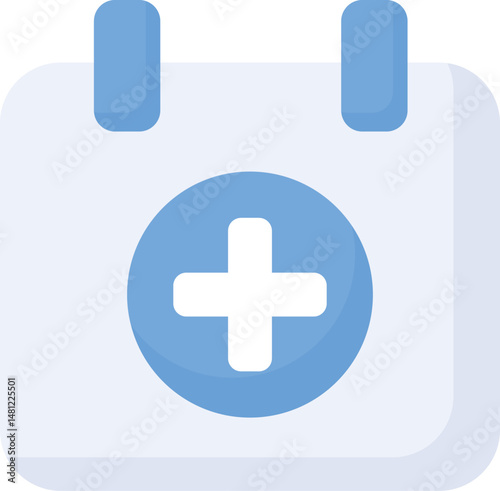 colorful calendar illustration with cross symbol, healthcare icon design