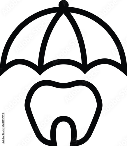 embrella with tooth illustration, healthcare or medical outline icon design