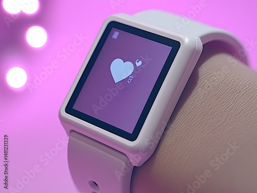 Close-up view of a light-colored digital wristwatch.