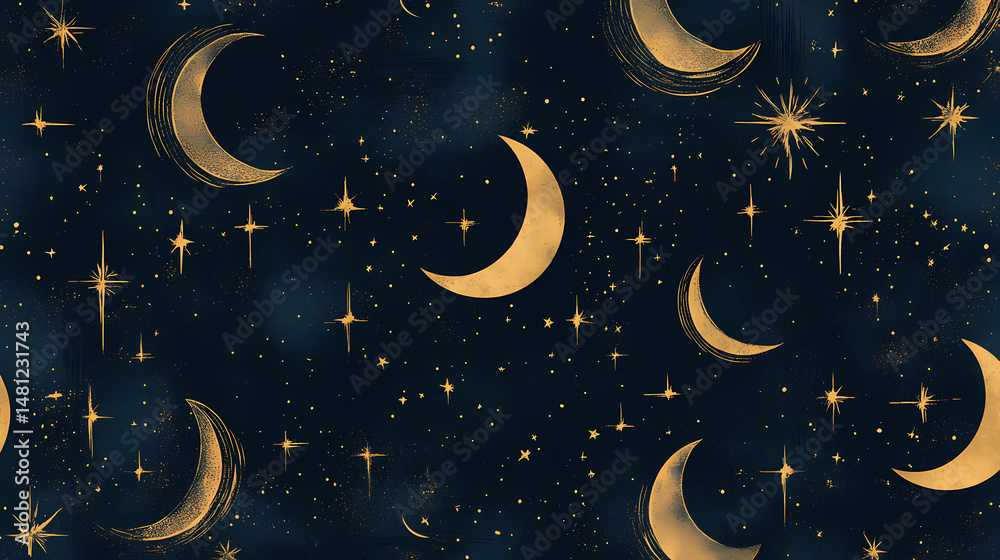 Naklejka premium seamless moon pattern