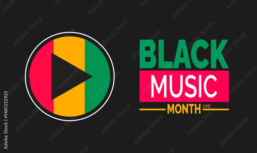 Fototapeta premium June is Black Music Month. Celebration Concept, Music Poster, Banners, Cards, Social Media Post or Black Music Background Design Inspiration Vector Illustration