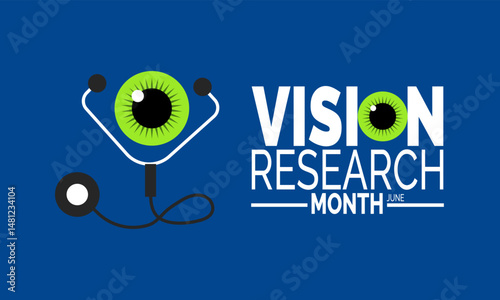June is Vision Research Month.  Eye Health Awareness Poster, Promote Eye Health Banner, Social Media Post, Awareness Cards and  Vector Illustration Design Inspiration