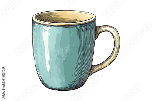 Hand-drawn mug cartoon isolated on transparent background
