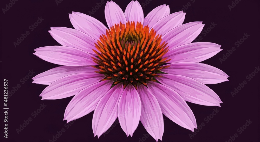 Fototapeta premium Elegance showcased in a vibrant purple coneflower illustration artwork
