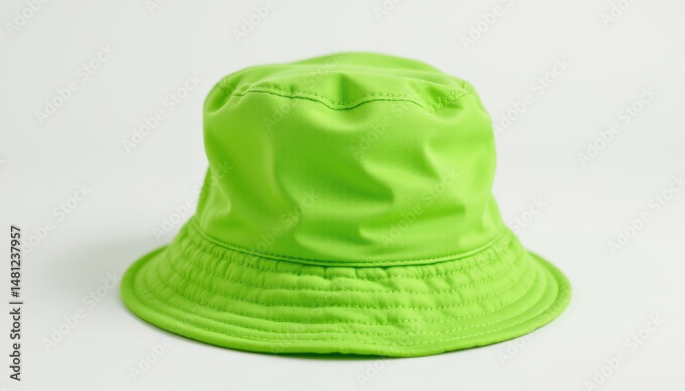 Fototapeta premium Vibrant green bucket hat studio setting fashion accessory minimalistic environment close-up view stylish concept