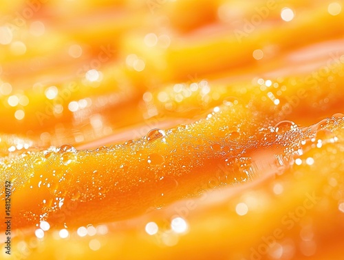 Close-up view of orange textured substance with bubbles.