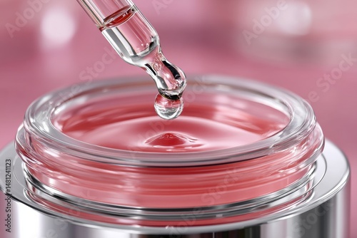Close-Up Shot of a Pipette Dropping a Single Droplet into a Cosmetic Jar