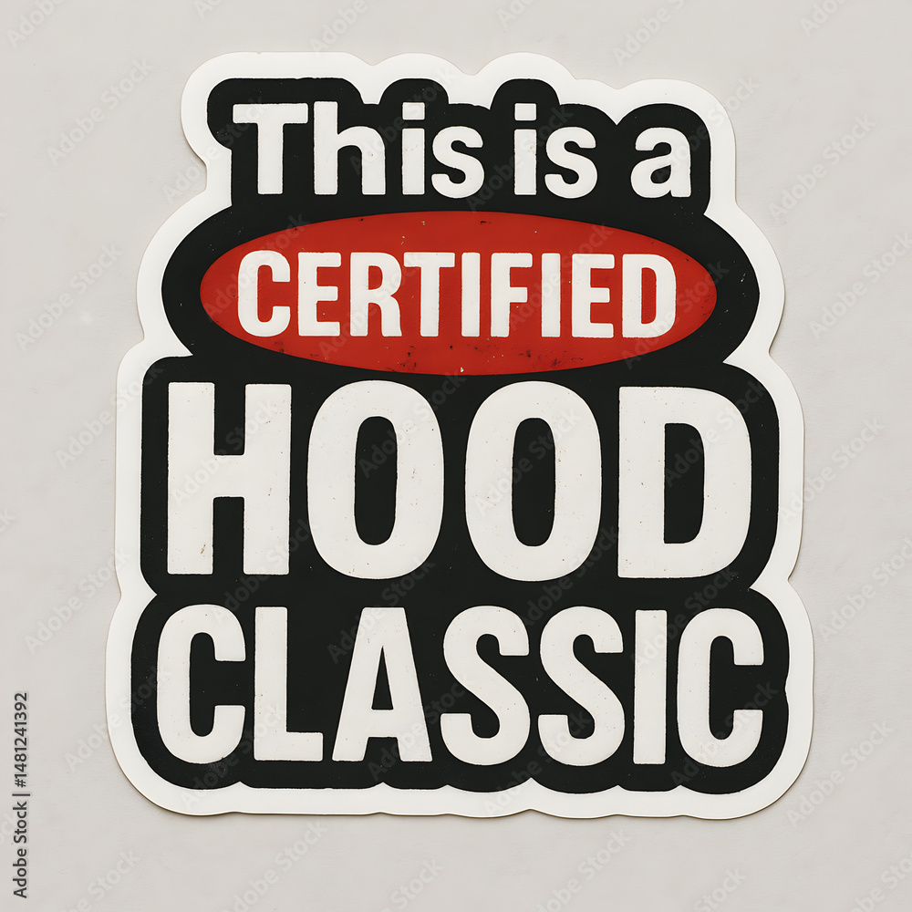 Certified Hood Classic Sticker Isolated on White Background