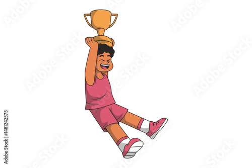 Cartoon Basketball Player Wins the Title