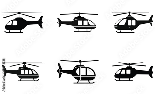 Helicopter Silhouette Icon Vector Graphic