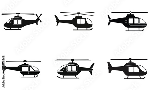 Helicopter Silhouette Icon Vector Graphic