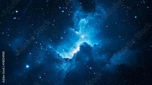 Fototapeta Naklejka Na Ścianę i Meble -  Dive into the depths of the universe with this captivating blue space cloud image.