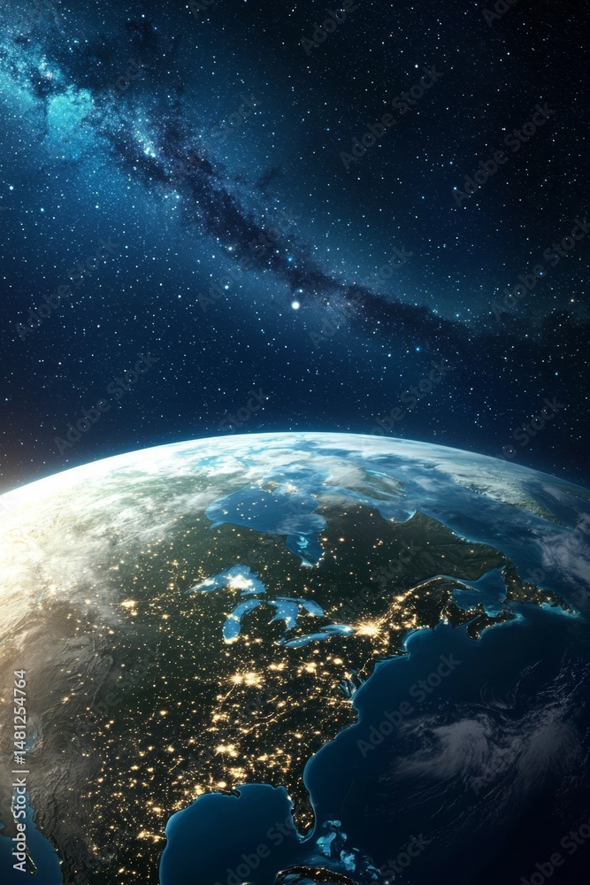Obraz premium Vertical wallpaper showcasing Earth from space.