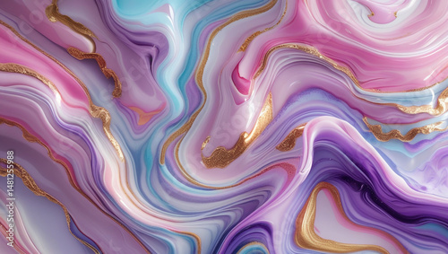 A vibrant abstract marble texture with swirling patterns of pastel colors