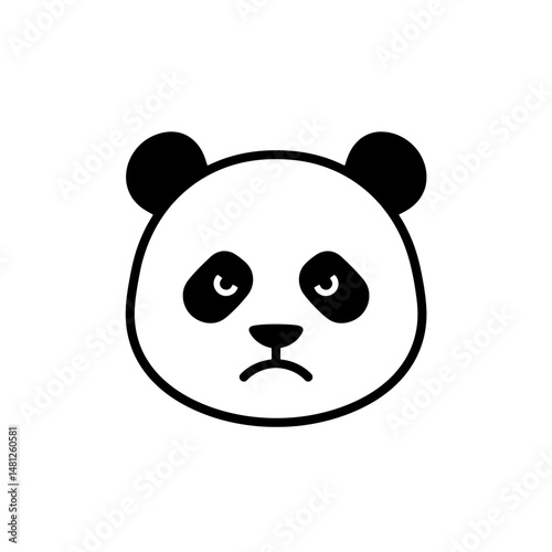 Sad Panda Face - Simple Vector Illustration
