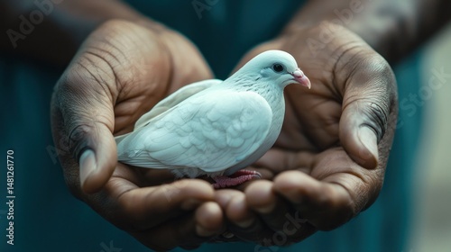 Wallpaper Mural A gentle hold on a white dove in human hands conveys a message of peace during troubled times Torontodigital.ca