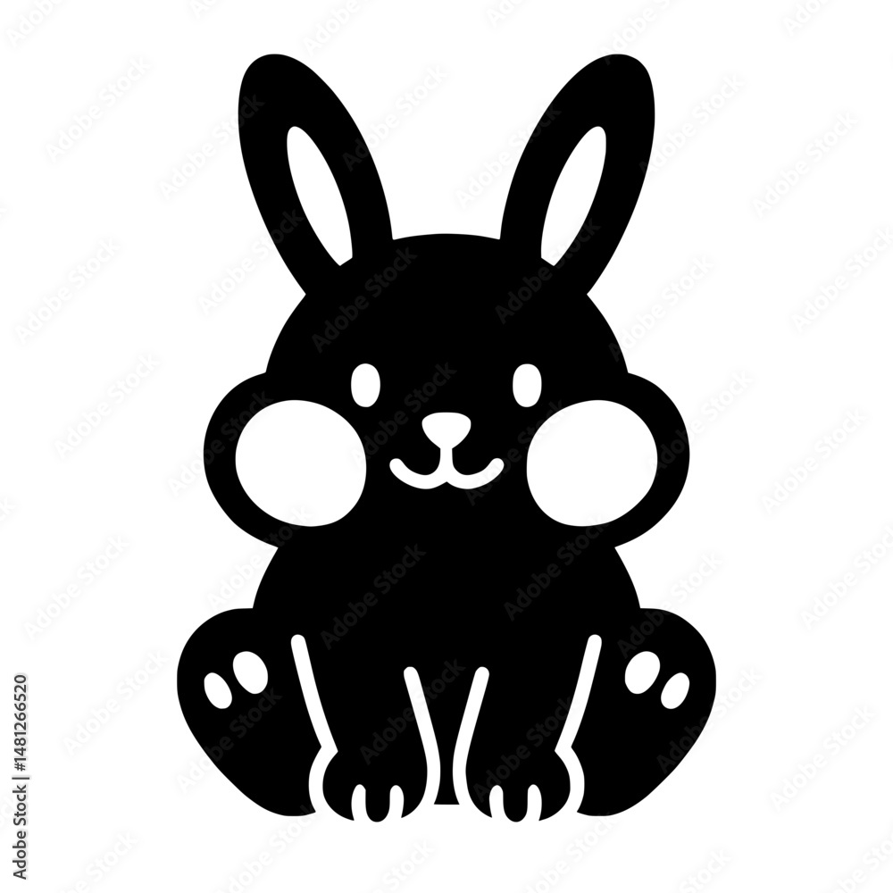Obraz premium Cute Sitting Bunny Vector Logo in Minimalist Style