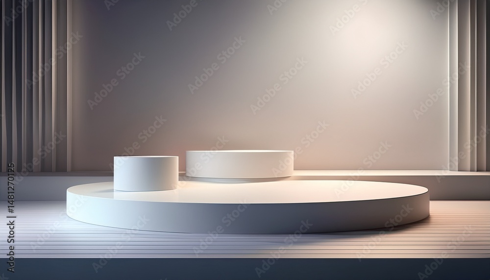 minimalist product scene with white podiums and soft gradient minimalist product scene with white podiums and soft gradient