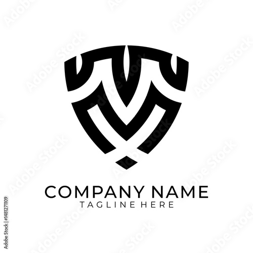 Letter M Shield Guard Logo Design