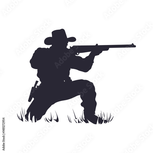Sniper soldier aiming in prone position