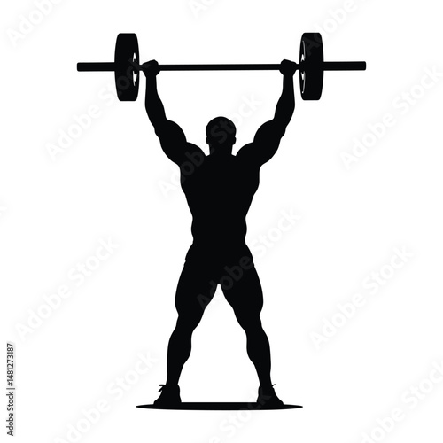 Silhouette of man lifting weights
