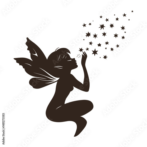 Sitting fairy blowing sparkles