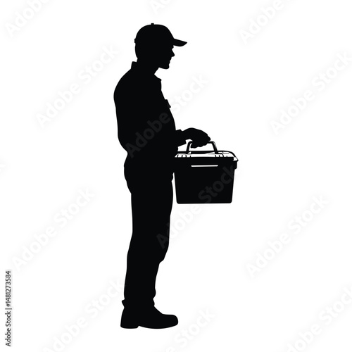 Delivery man holding package silhouette