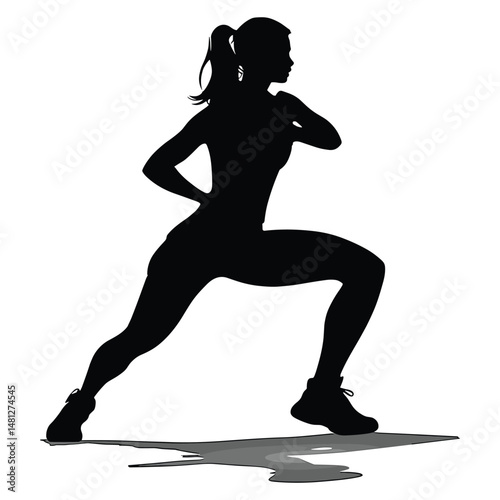 Woman doing side lunge exercise silhouette
