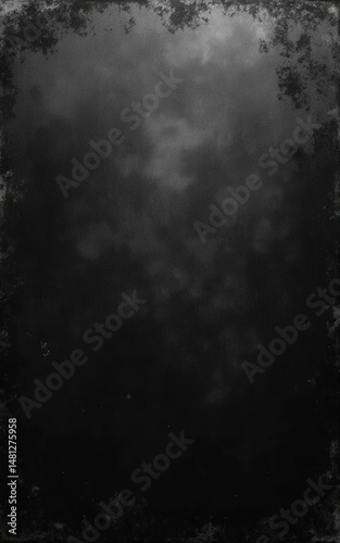 Grunge Black Texture Background with Vintage Border