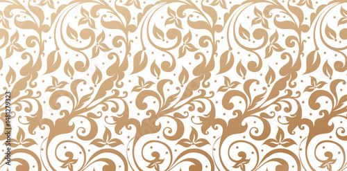 Seamless damask wallpaper floral patterned golden colors isolated white backgrounds for your design wallpapers in the styles of baroque seamless, pages fills, Fashionable modern textile material linen