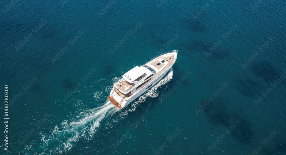 Luxurious yacht gliding across azure waters Luxurious yacht gliding across azure waters