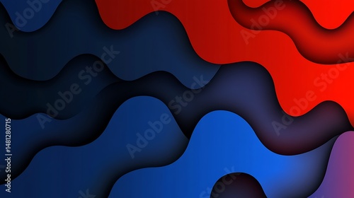 Abstract wavy shapes, layered colors