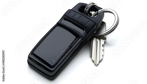 Close-up view of a modern key fob and keys.