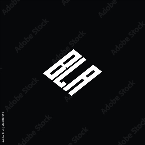 BLA letter logo design on black background.