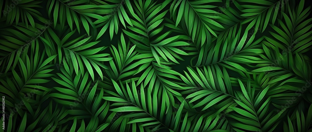 Dark green background with a pattern of small lines in the form of palm leaves, a seamless texture for textile design, or a pattern wallpaper. Vector illustration. Flat lay. Flat vector illustration Dark green background with a pattern of small lines in the form of palm leaves, a seamless texture for textile design, or a pattern wallpaper. Vector illustration. Flat lay. Flat vector illustration