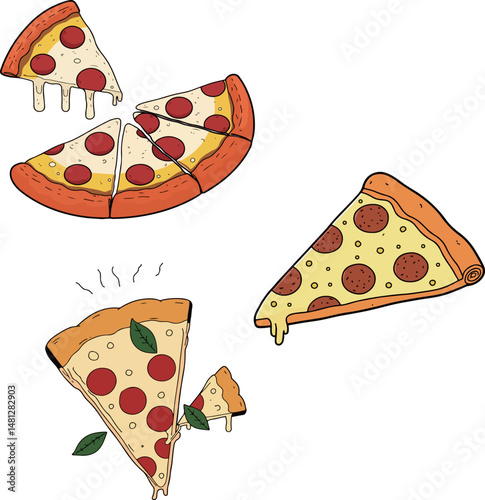 Cartoon Pepperoni Pizza Slices