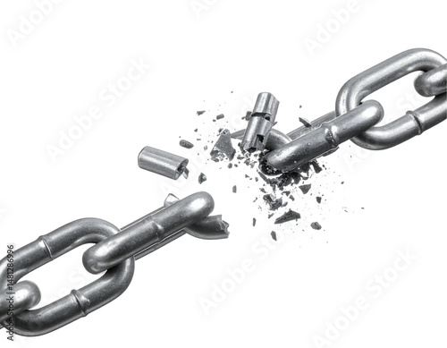 Broken Metal Chain Against Black Background