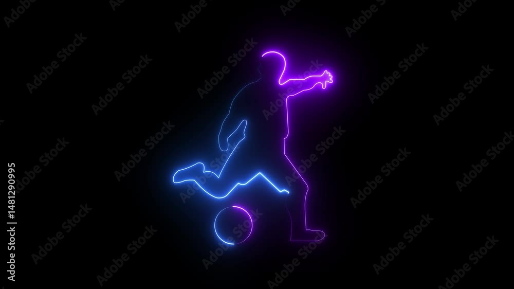 Abstract a neon color football player icon isolated on black background. neon blue color football man icon animation with motion graphic 4k video. Abstract a neon color football player icon isolated on black background. neon blue color football man icon animation with motion graphic 4k video.