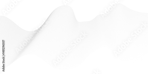 Abstract white blend digital wave lines and technology transparent background. Minimal carve wavy white and gray flowing wave lines and glowing moving lines. Futuristic sound wave lines background.	
