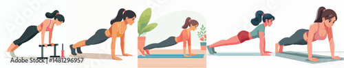 vector girl doing push ups