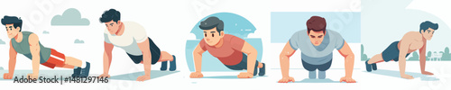 vector man doing push ups