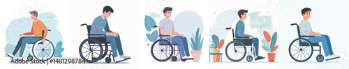 male character vector using wheelchair