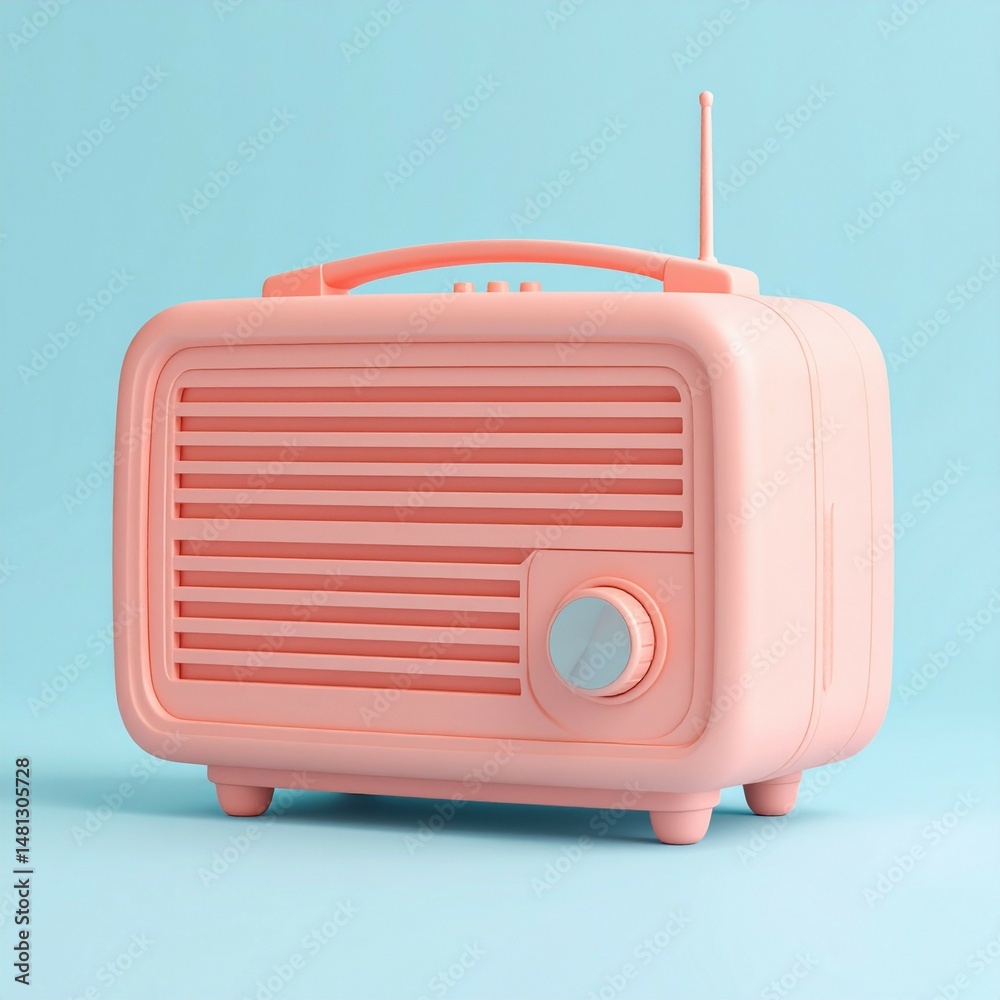 Obraz premium radio isolated on light pastel blue background with retro design