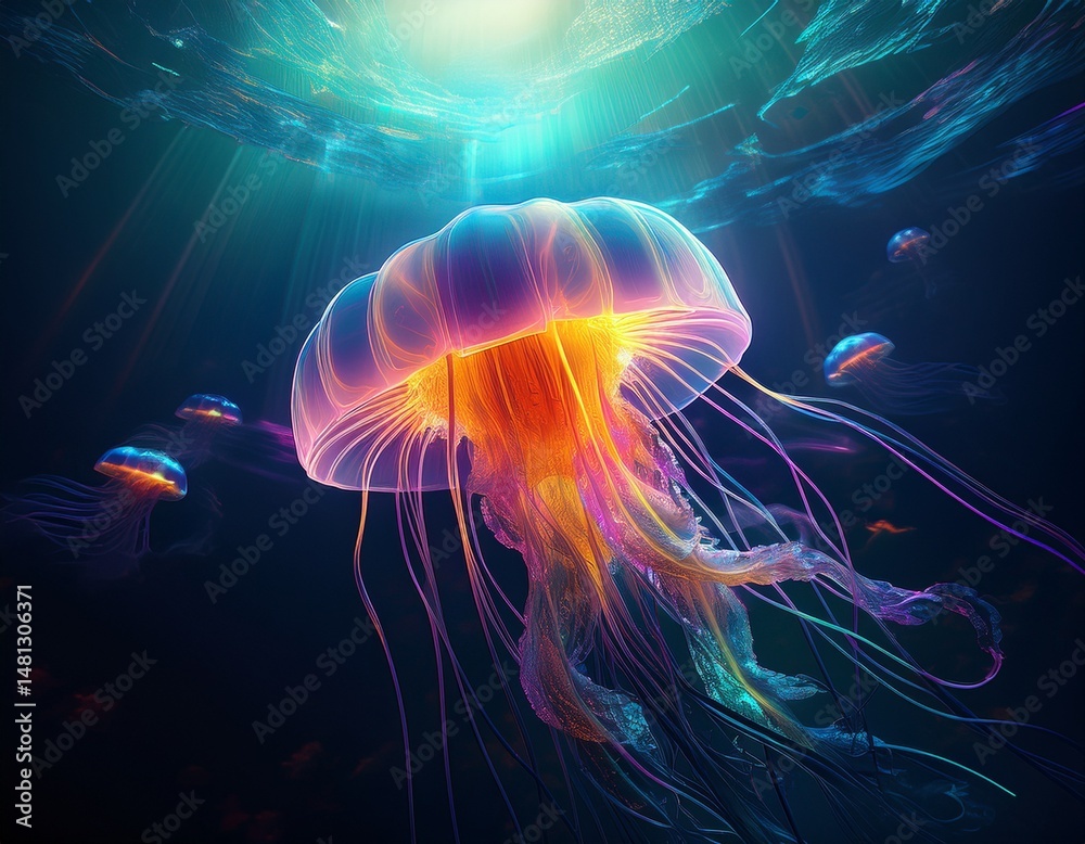 Fototapeta premium jellyfish in dark 