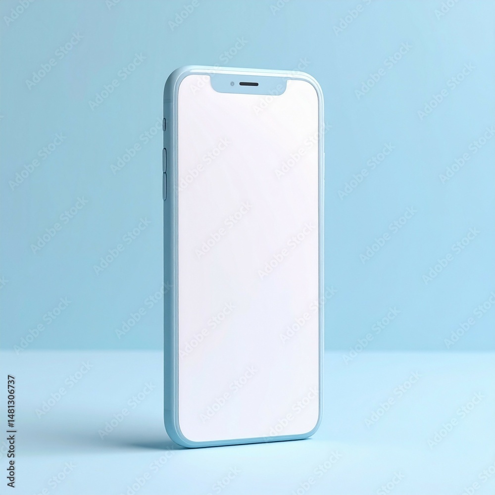 Smartphone icon on 3d model with pastel blue Smartphone icon on 3d model with pastel blue