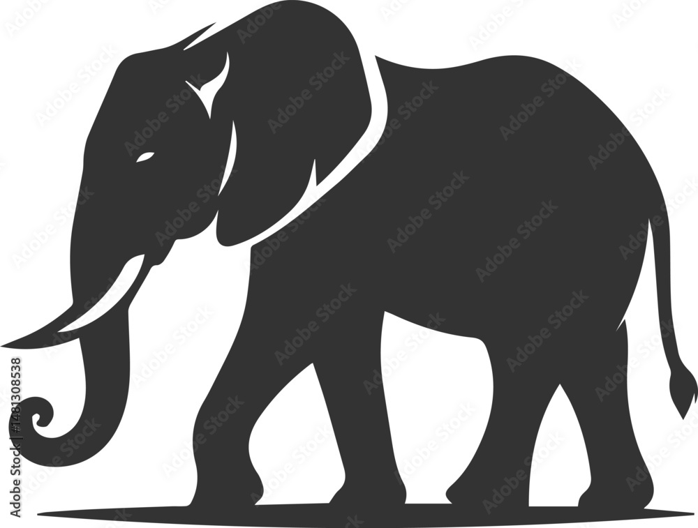 Fototapeta premium Large animal elephant vector silhouette