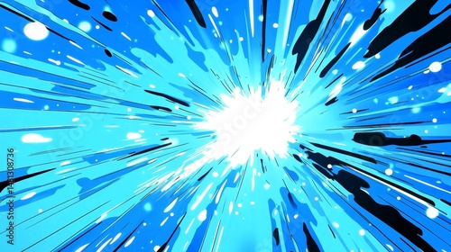 High-energy visual depiction in a comic backdrop.