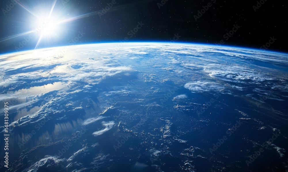 Fototapeta premium An extraordinary sight of the planet with its atmosphere visible in the background.